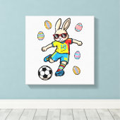 Paashaas Voetbal Trap Konijn Voetbal Jongens Kinde Canvas Afdruk (Insitu (Houten vloer))