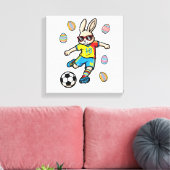 Paashaas Voetbal Trap Konijn Voetbal Jongens Kinde Canvas Afdruk (Insitu (Woonkamer))