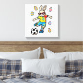 Paashaas Voetbal Trap Konijn Voetbal Jongens Kinde Canvas Afdruk (Insitu (Slaapkamer))