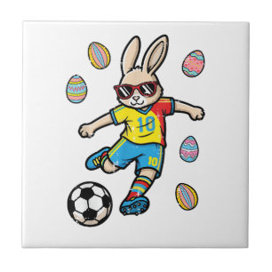 Paashaas Voetbal Trap Konijn Voetbal Jongens Kinde Tegeltje