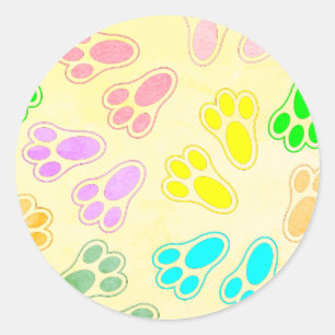 Paashaas Voeten Patroon  Stijl Ronde Sticker