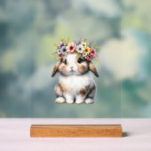 Paashaas voor Vrouwen Meisjes - Paashaas Bloem Acryl Bord (Neutraal)