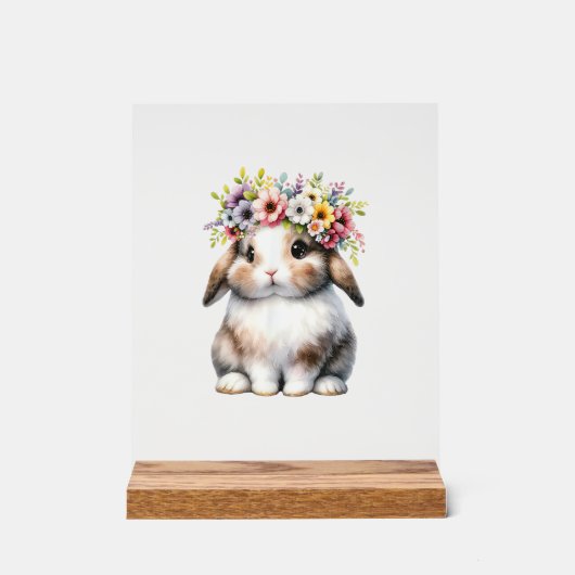 Paashaas voor Vrouwen Meisjes - Paashaas Bloem Acryl Bord (Voorkant)