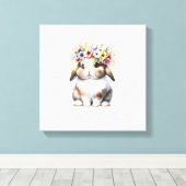 Paashaas voor Vrouwen Meisjes - Paashaas Bloem Canvas Afdruk (Insitu (Houten vloer))