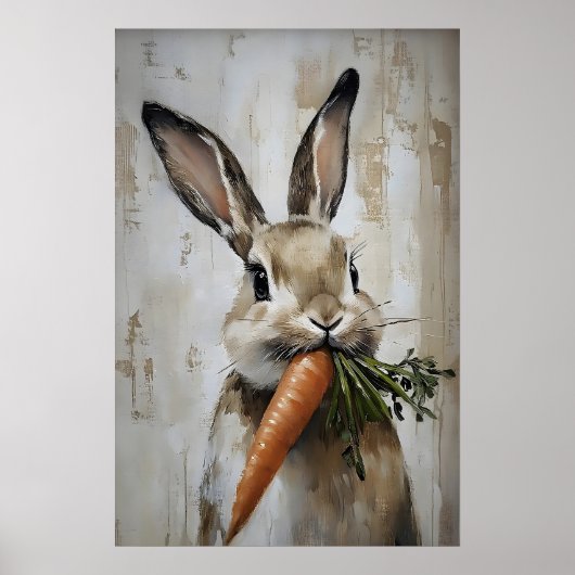 Paashaas Wortel Print, Lente Konijn Poster (Voorkant)