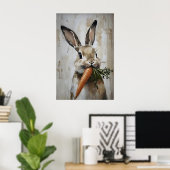 Paashaas Wortel Print, Lente Konijn Poster (Thuiskantoor)
