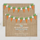 Paashaas & Wortels Slingers Verjaardagsfeestje Kaart (Voorkant / Achterkant)