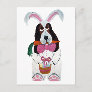 Paashazen Basset Hound Feestdagenkaart