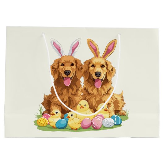 Paashond Golden Retriever Honden Bunny Ears Groot Cadeauzakje (Achterkant)