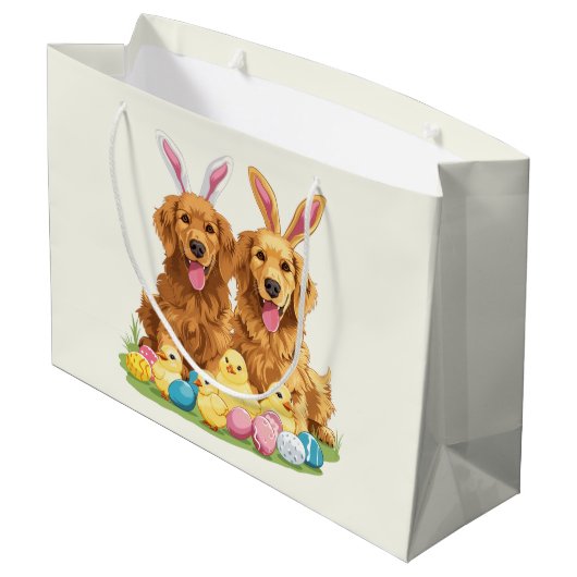 Paashond Golden Retriever Honden Bunny Ears Groot Cadeauzakje (Achterkant Gekanteld)