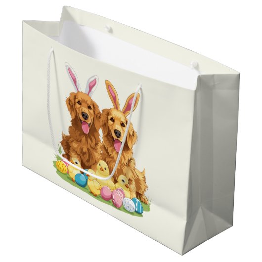 Paashond Golden Retriever Honden Bunny Ears Groot Cadeauzakje (Voorkant Gekanteld)