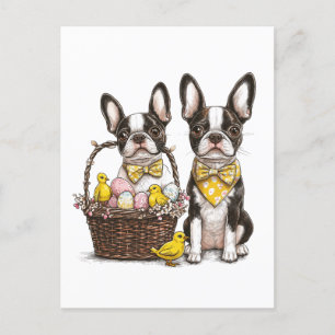 Paashonden van de Boston Terrier Feestdagenkaart