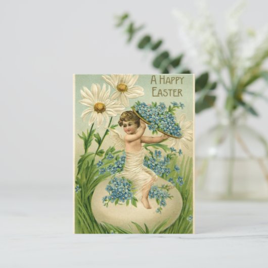 paashoorub met bloemen briefkaart (Staand voorkant)