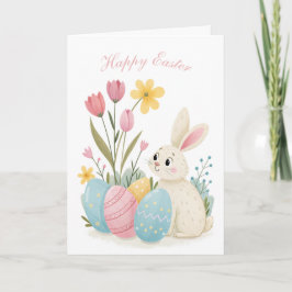 Paaskaart Konijn en ei Illustratie Feestdagen Kaart