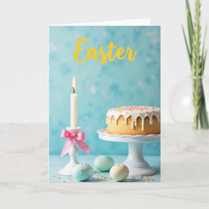 Paaskaart met cake en kaars kaart