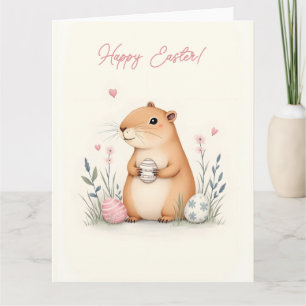 Paaskaart met capibara in pastelkleuren kaart