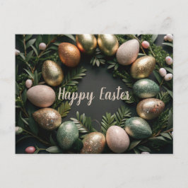 Paaskaart met gouden en groene eieren Vakantie Kaa Feestdagenkaart