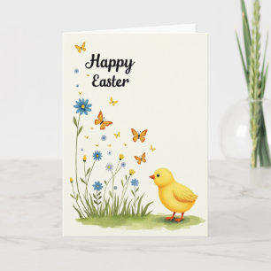Paaskaart met vlinder en bloemen kaart