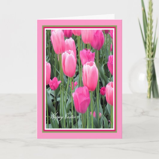 PaasKaart voor Zuster Hot Pink Tulips Feestdagen Kaart (Voorkant)