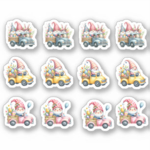 Paaskabouters die vrachtwagens met goodies rijden sticker