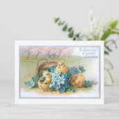  paaskarper met kippen feestdagenkaart (Staand voorkant)