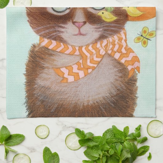 Paaskat in Pasen Bonnet met botervliegen Theedoek (Gevouwen)