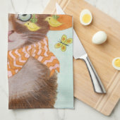 Paaskat in Pasen Bonnet met botervliegen Theedoek (Quarter Fold)