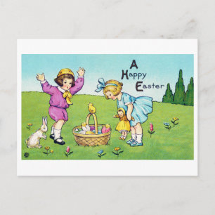  paaskind Bunny Chick  Briefkaart