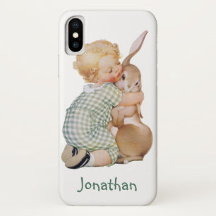 paaskind met Bunny Rabbit iPhone X Hoesje