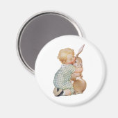  paaskind met Bunny Rabbit Magneet (Voorkant / Achterkant)