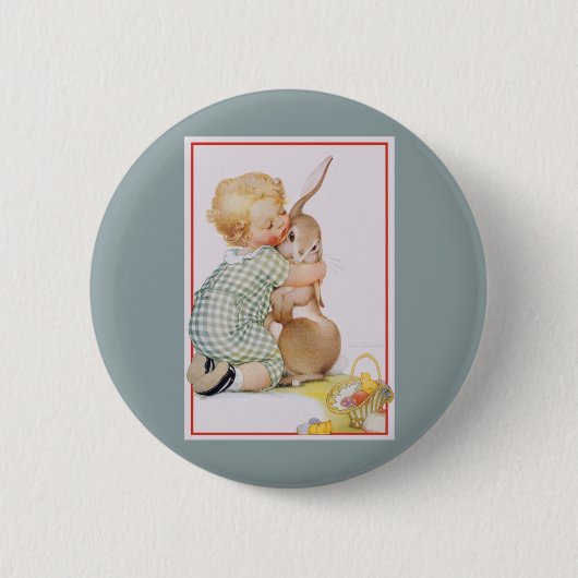 paaskind met Bunny Rabbit Ronde Button 5,7 Cm (Voorkant)