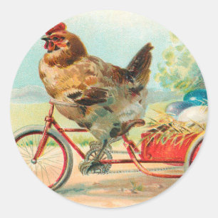 paaskip die een fietsenpaaseieren bestuurt ronde sticker