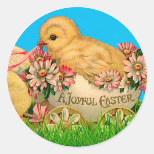 paaskip met blauwe hemel en paaseieren ronde sticker
