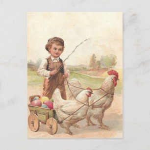 paaskippen en jongen briefkaart