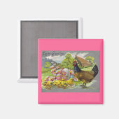  paaskippen en rooster Magnet Magneet (Voorkant / Achterkant)