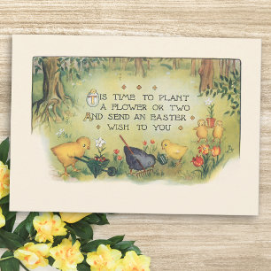  paaskippen in de tuin met Funny Poem Feestdagenkaart