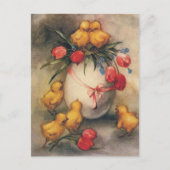  paaskippen met Red Tulip Flowers Feestdagenkaart (Voorkant)