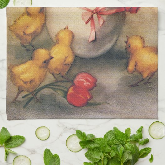 paaskippen met Red Tulip Flowers Theedoek (Gevouwen)