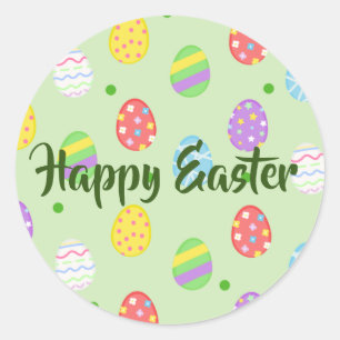 Paaskleurige eieren ronde sticker