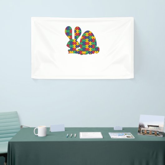 Paaskonijn Autisme Bewustzijn Puzzel Stuk Autist Spandoek (Beurs)