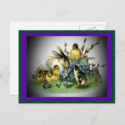 paaskonijn, Baby en bloemen, ZSSG Feestdagenkaart (Voorkant / Achterkant)