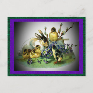  paaskonijn, Baby en bloemen, ZSSG Feestdagenkaart