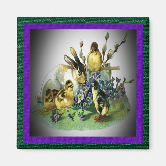 paaskonijn, Baby en bloemen, ZSSG Magneet (Voorkant)