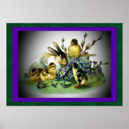  paaskonijn, Baby en bloemen, ZSSG Poster