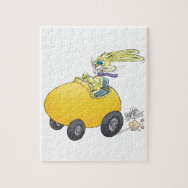 Paaskonijn die een paasei bestuurt..jpg legpuzzel