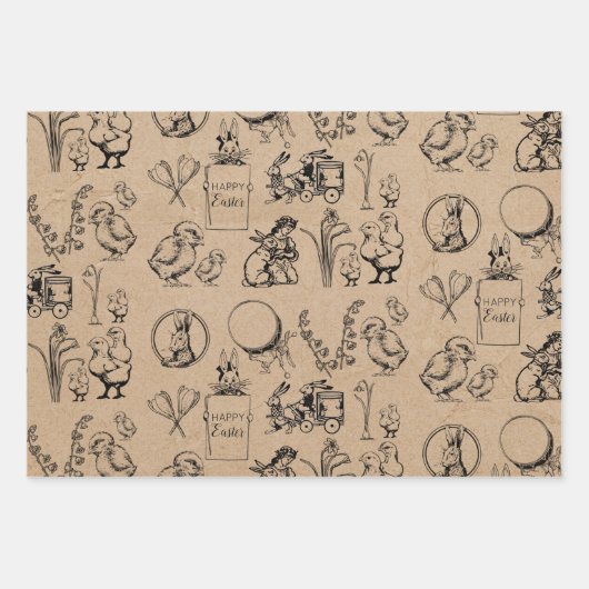 paaskonijn en baksteenkraft Brown Inpakpapier Vel (Voorkant)