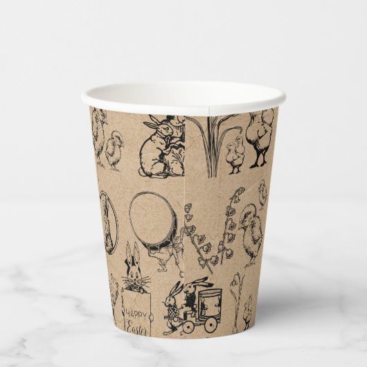 paaskonijn en baksteenkraft Brown Papieren Bekers (Rechts)