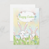 Paaskonijn en eitjes bedankkaart (Voorkant / Achterkant)