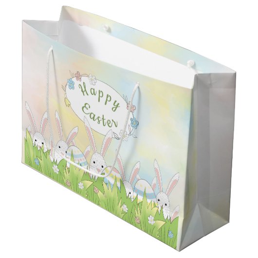 Paaskonijn en eitjes groot cadeauzakje (Voorkant Gekanteld)