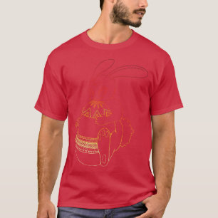 Paaskonijn met ei in zonnegeel t-shirt